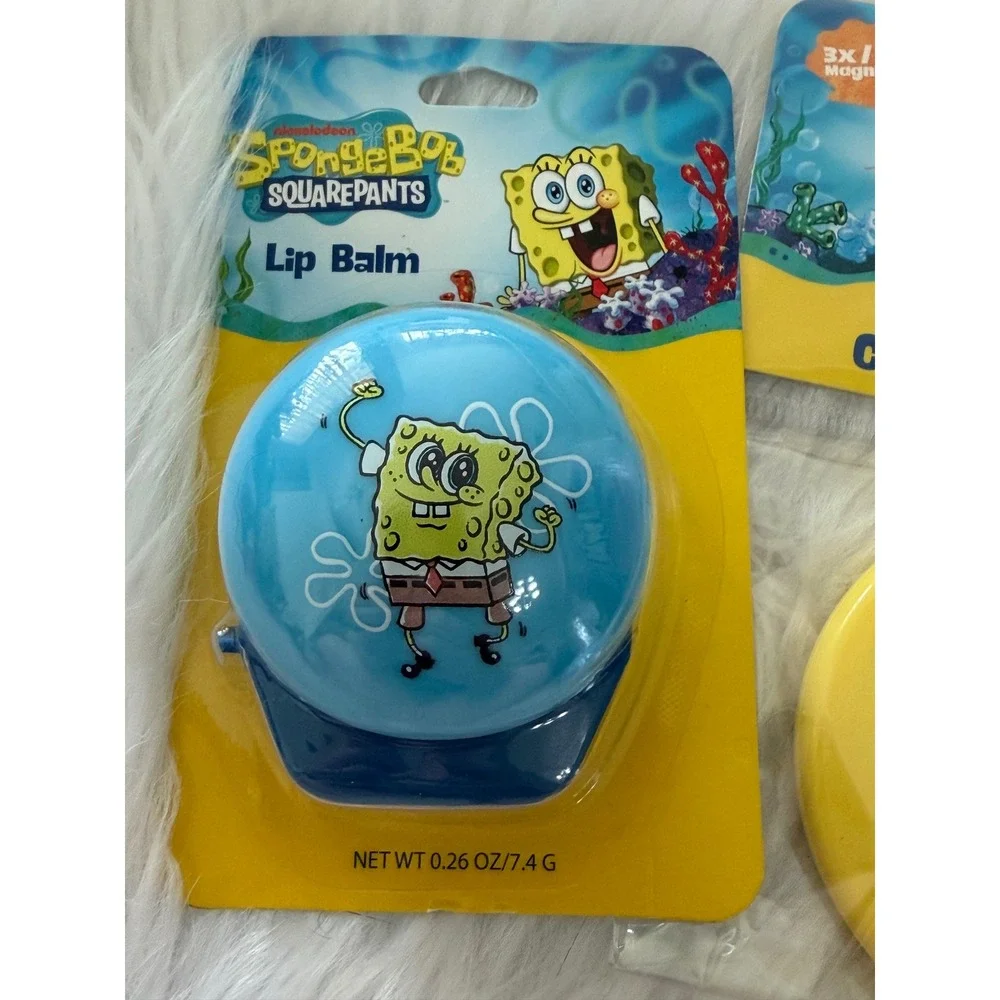 SpongeBob SquarePants Lip Balm and Compact Mirror Set Nickelodeon 3 Piece Lot